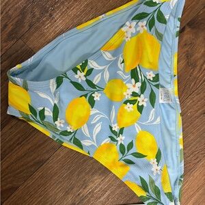 Time and Tru Blue Lemon Print Bikini Bottoms